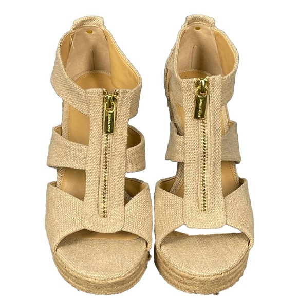 Michael Kors Women's Damita Platform Wedge Espadrilles Natural Lyst Sz 10M - Picture 1 of 10